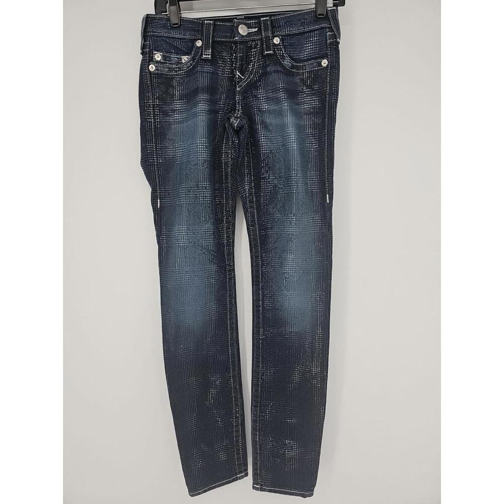 True Religion Women's Jeans 26 Blue Glittered Skinny